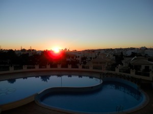 Sunset over the pool