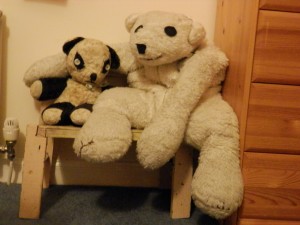 Panda and Mr Snuffles back on their seat
