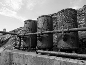 Compressed air tanks for the foghorn. Disused. 