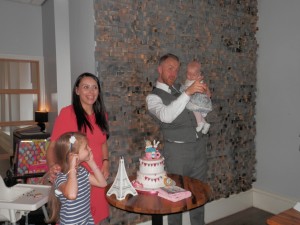 Family with cake
